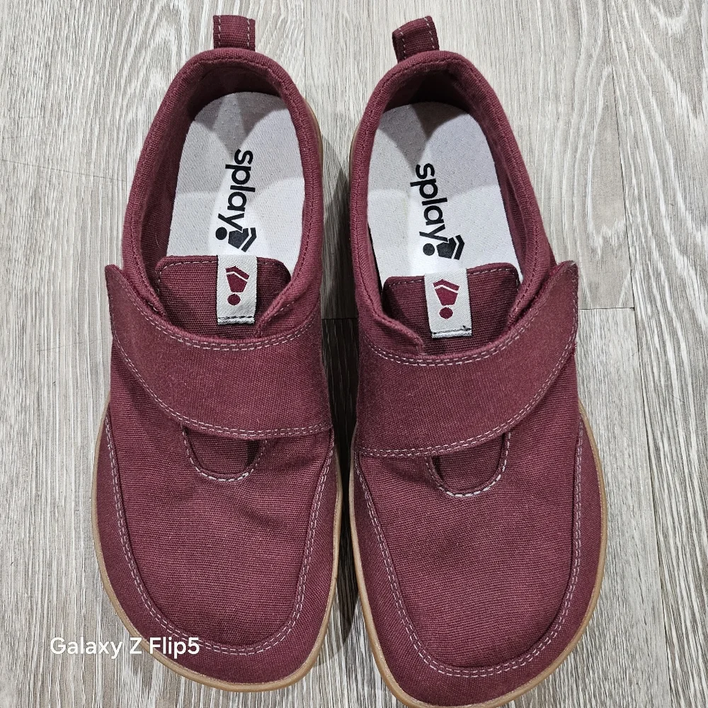 Women’s Casual Velcro Canvas Slip-On Shoe - Burgundy - Picture 3 of 10
